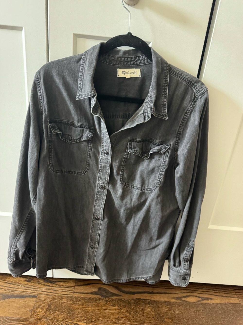 Madewell Washed Black Chambray Utility Button Down Shirt Size XL